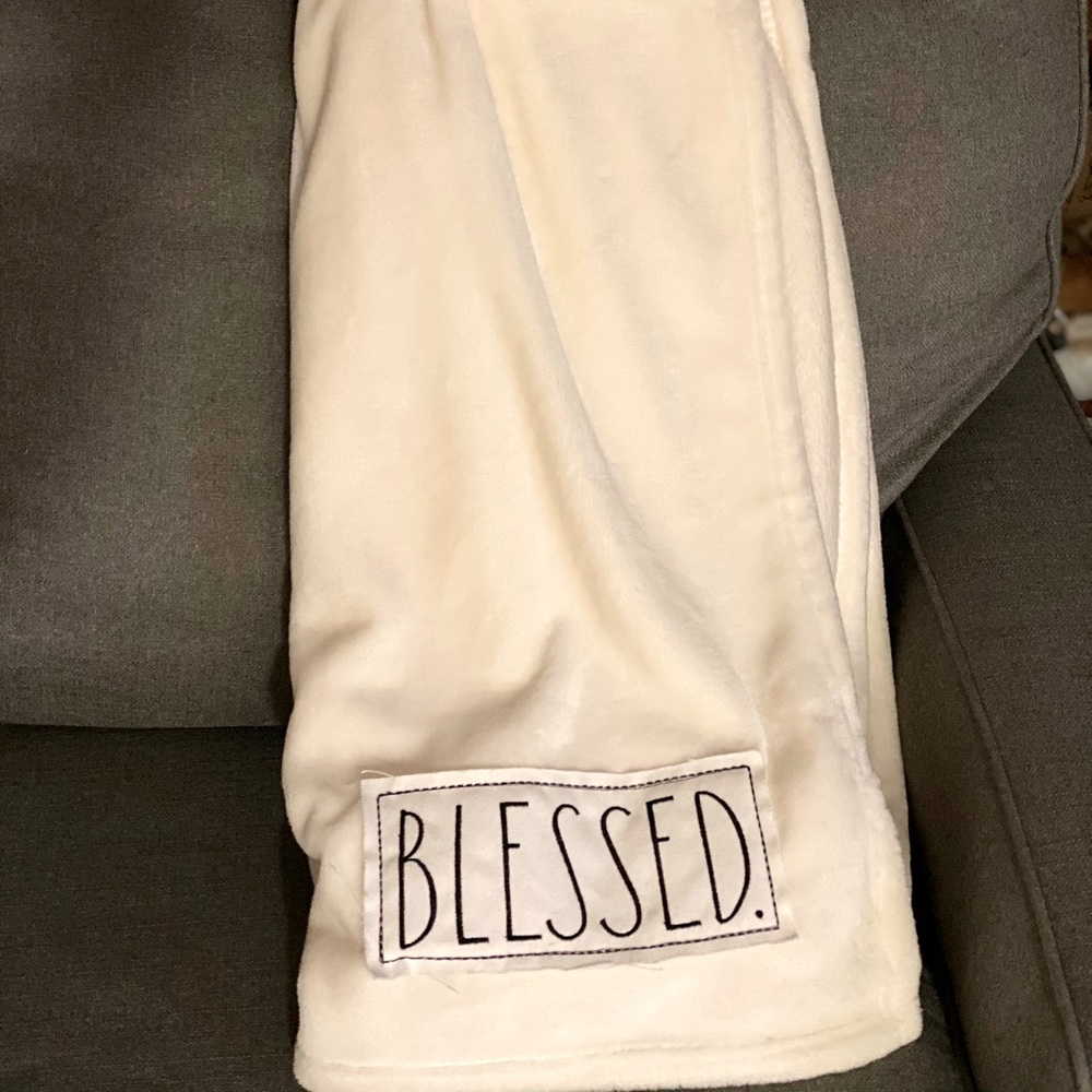 Rae Dunn plush BLESSED patch throw